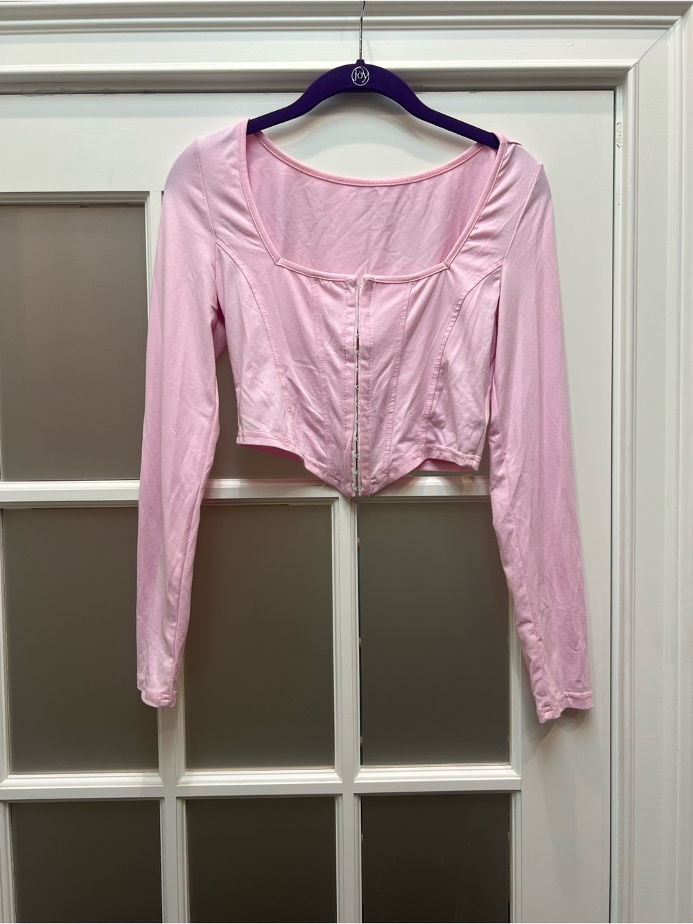 SHEIN Pastel Pink Cropped Long Corset Top